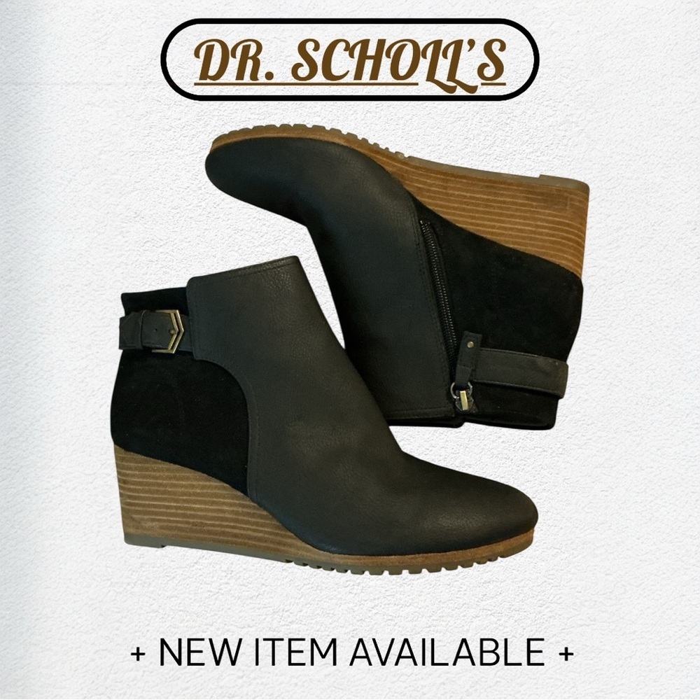 🌸DR SCHOLL’S CAMEO LEATHER-SUEDE WEDGE BOOTS